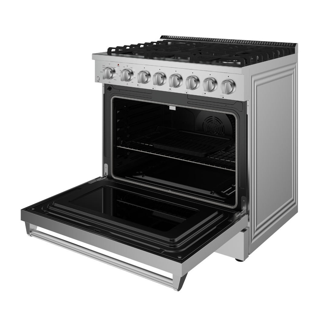 Refrigerador Yukon 36" de acero inoxidable con puertas francesas y congelador inferior