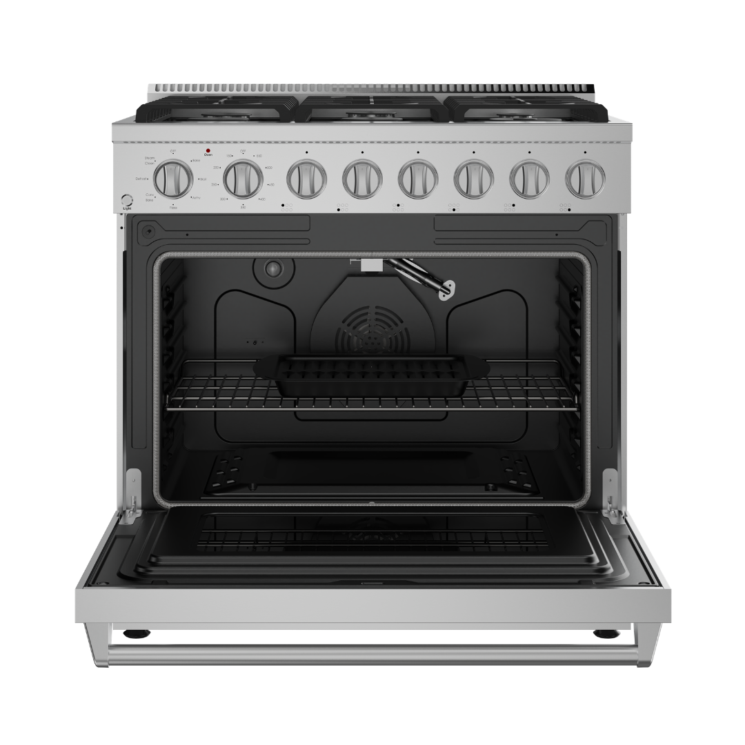 Refrigerador Yukon 36" de acero inoxidable con puertas francesas y congelador inferior